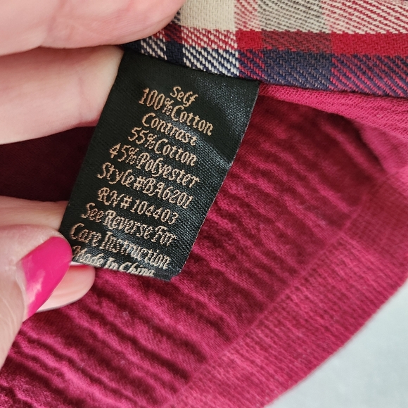 Blu Pepper Red Plaid Vest Full Zip Embroidered Sleeveless Southwestern Large - Picture 13 of 16